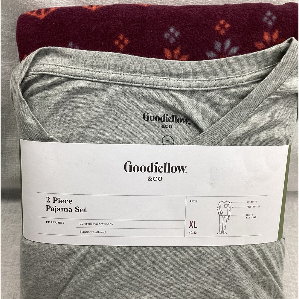 GOODFELLOW & CO MEN’S 2 PIECE PAJAMA SET SIZE: XL COLOR : GRAY AND PURPLE NWT